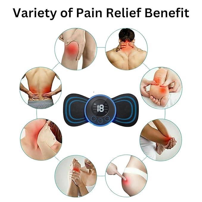 Butterfly Massager Machine for Pain Relief, Rechargeable Full Body TENS Massager with 8 Modes 19 Levels Wireless Vibration Machine