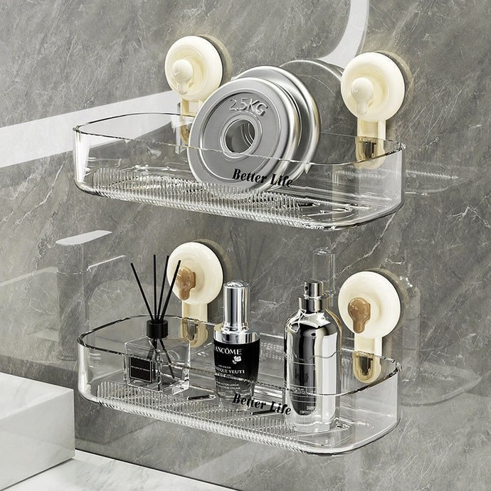Multi-Purpose Transparent Suction Cup Storage Shelf pack of 2