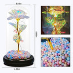 Artificial Colorful Flower Rose Gift Led Light On Galaxy Rose in Glass Dome Best Gifts