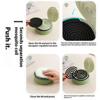 Solid Click-Separator Mosquito Coil Case with Press-Lift Divider Steel Heat Shield Smokeless Portable Sawtooth Storage Holder