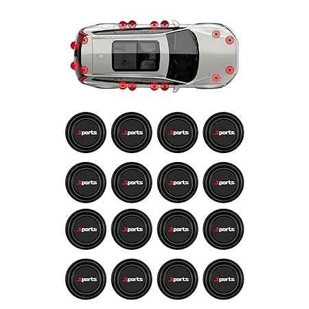 12 pcs Car Door Shock Absorber Car Door Protection Sticker,Buffer Bumper Cushion Door Shock Absorbing Gaskets Logo Sports