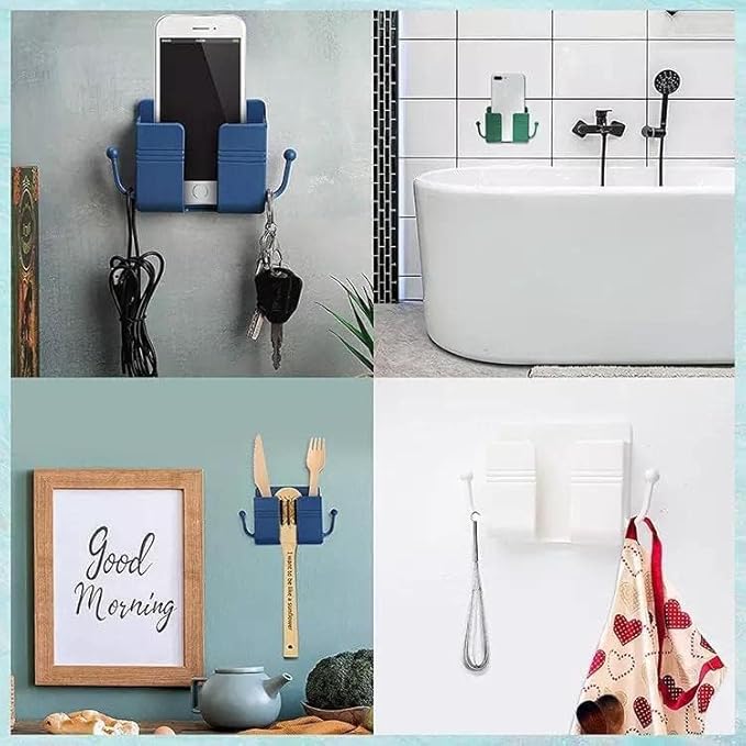 Pack of 4 Wall Mount Self-Adhesive Wall Storage Mobile Holder