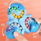 Magic Bean Rotating Cube Toy – 2-in-1 Spinner & Bead Puzzle Fidget Toy for Kids & Adults(PACK OF 1)MULTICOLOR)