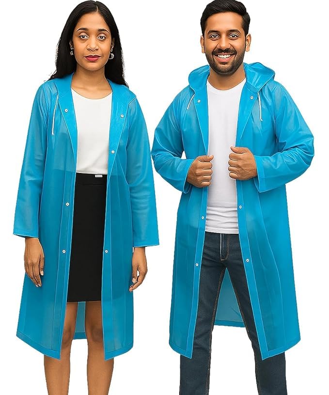 EVA Waterproof Rain Coat Hooded Full Sleeve Unisex Rainwear Poncho pack of 2