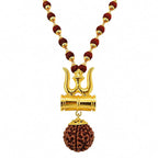 Religious Trishul Damaru Locket with Gold Plated Cap