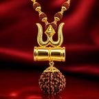 Religious Trishul Damaru Locket with Gold Plated Cap