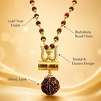 Religious Trishul Damaru Locket with Gold Plated Cap